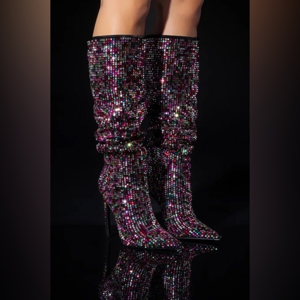 AZALEA WANG IZZY EMBELLISHED BOOT IN MULTI